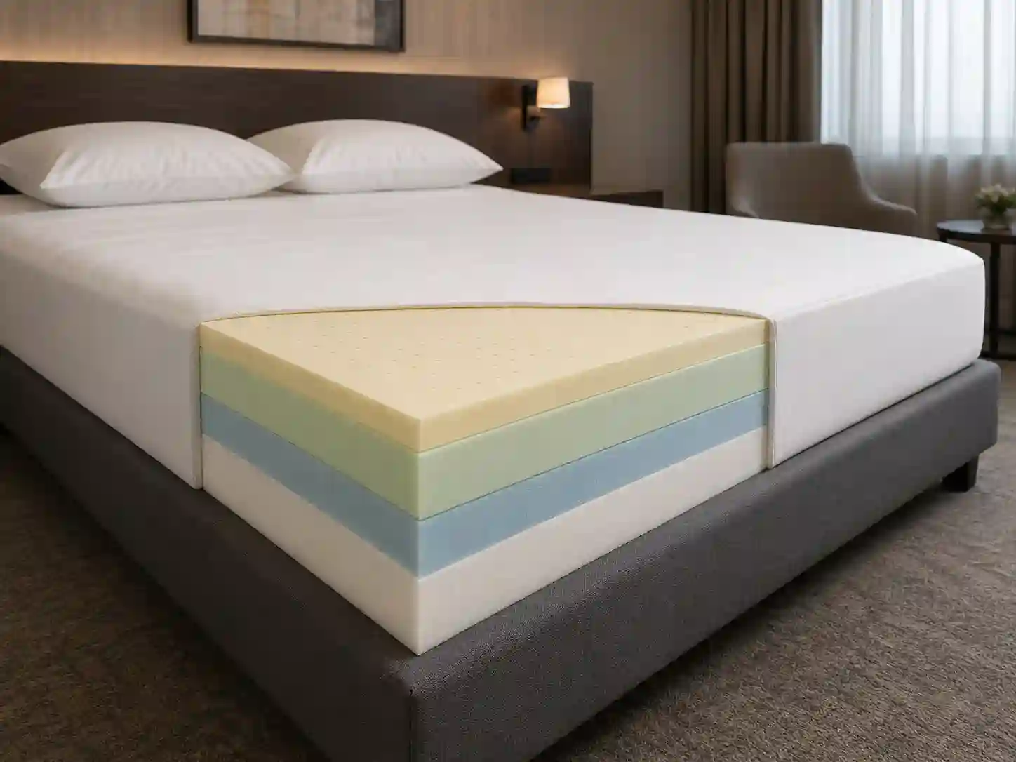 Materac piankowy hotelowy z warstwowym wkładem bez sprężyn