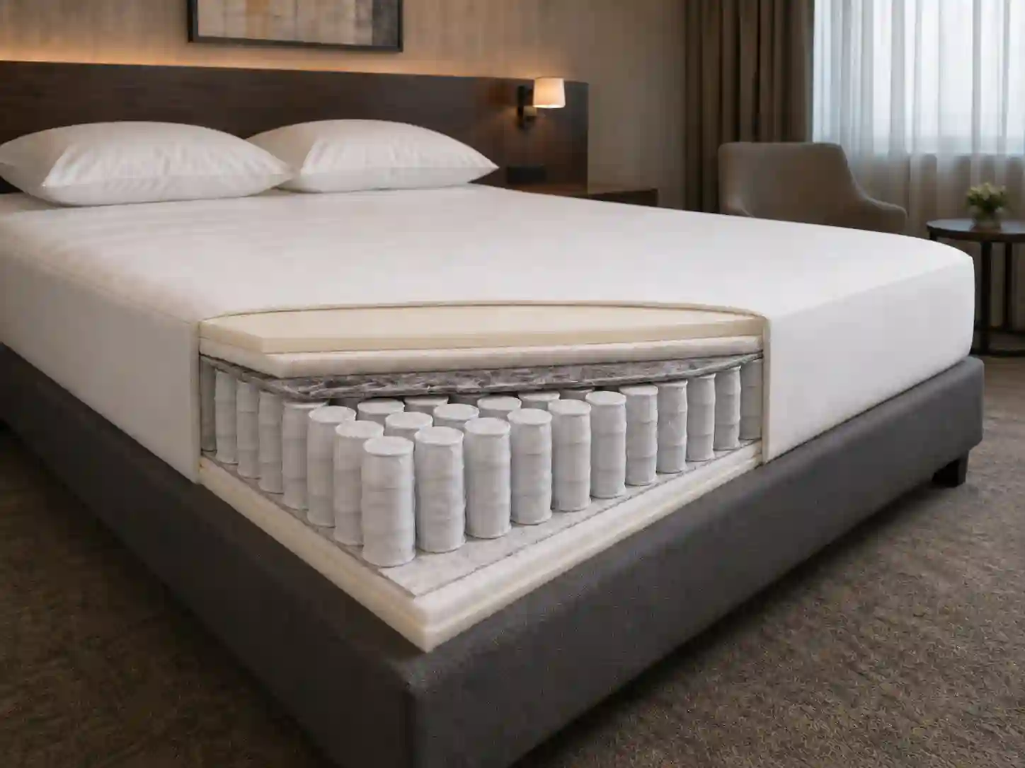 Materac kieszeniowy hotelowy ze sprężynami pracującymi niezależnie