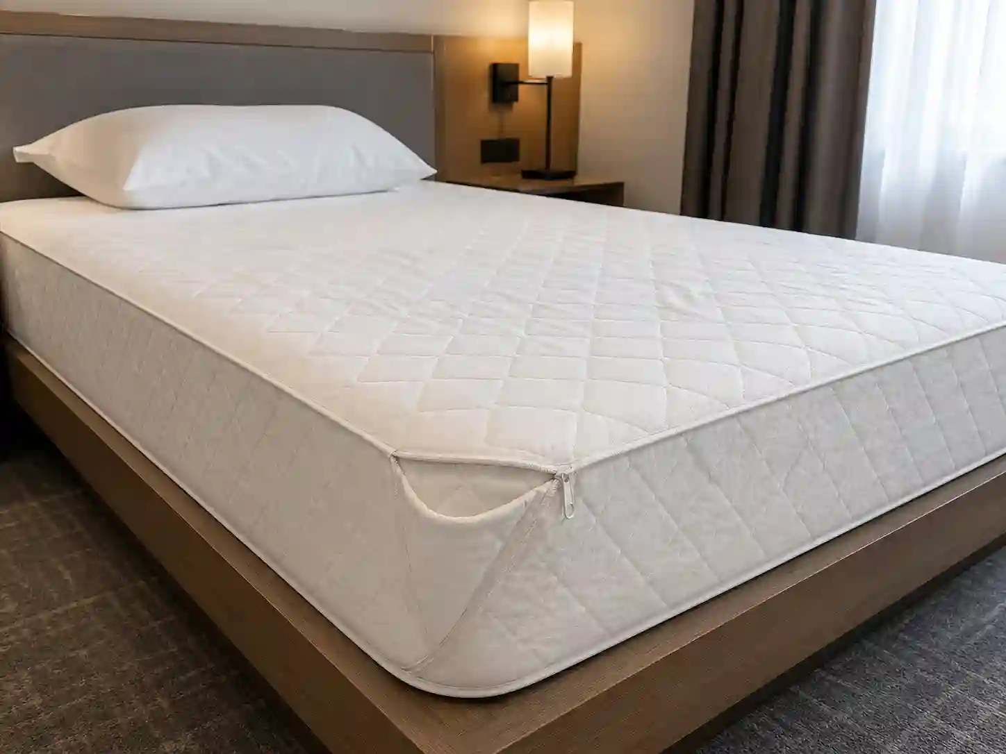 Materac hotelowy z pikowanym pokrowcem jako zewnętrzną częścią materaca