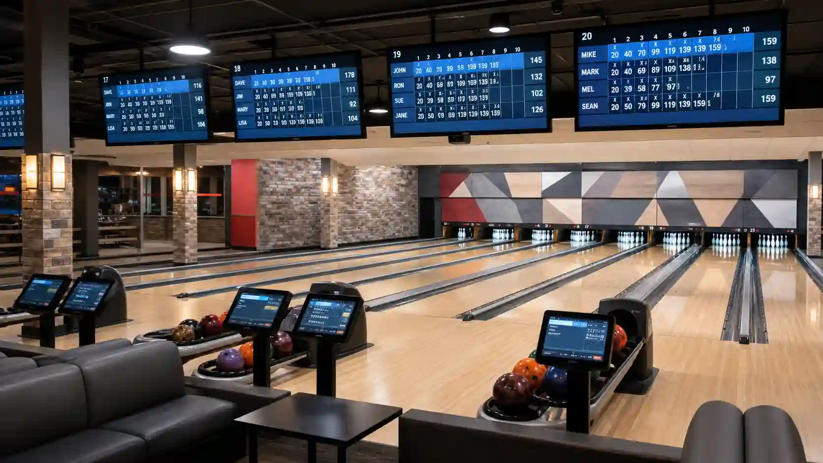 Panel obsługi toru bowlingowego przy stanowisku gracza