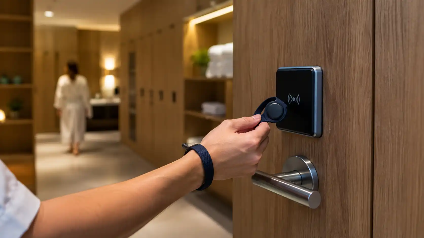 Zamek hotelowy otwierany brelokiem RFID zamiast klasycznej karty