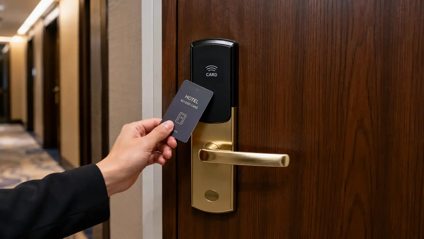 Zamek hotelowy offline otwierany kartą i działający lokalnie przy drzwiach