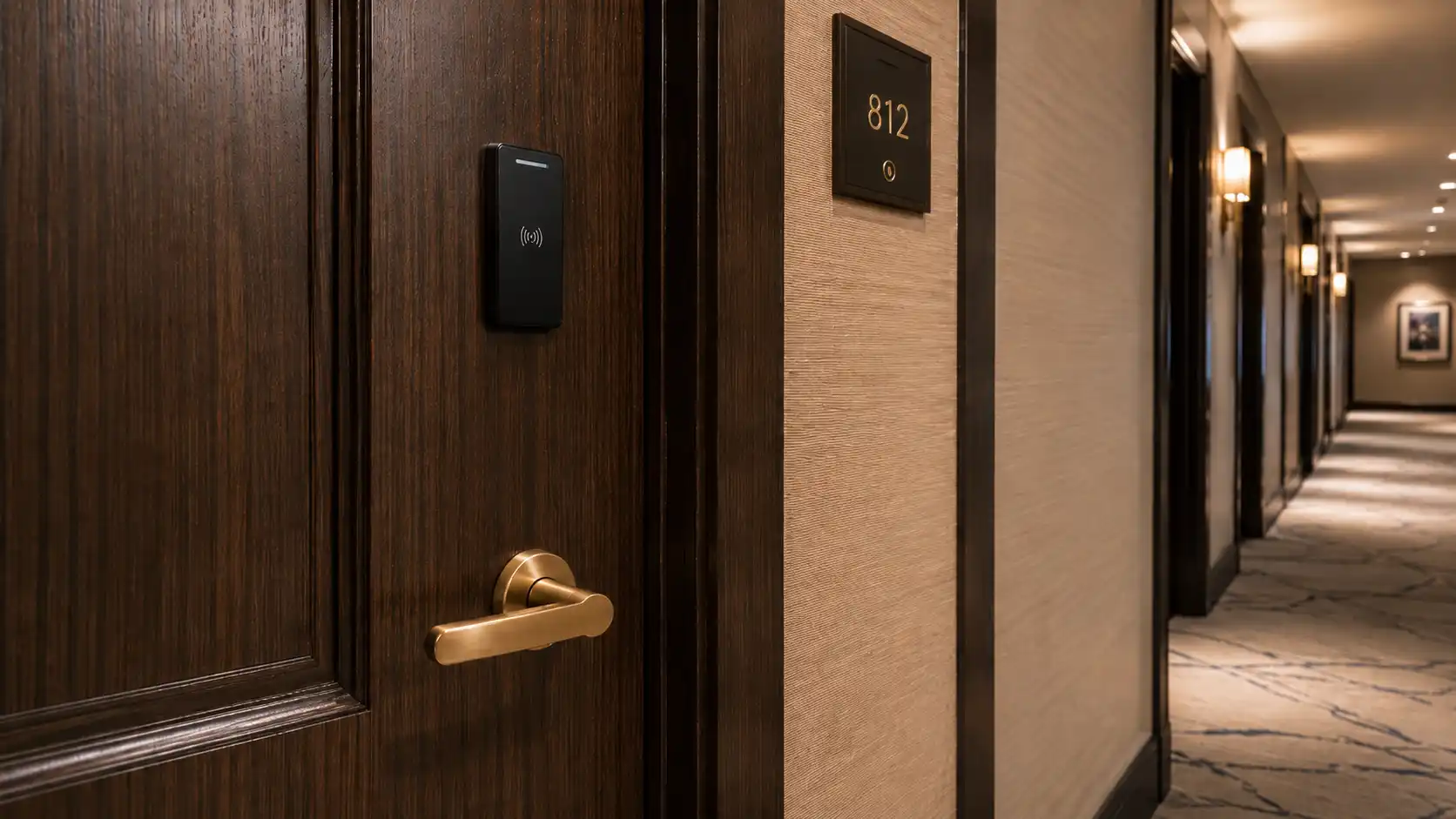 Zamek hotelowy z osobnym czytnikiem dostępu i oddzielną klamką