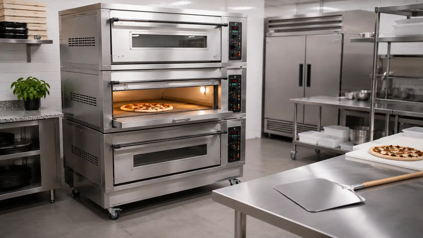 Modułowy piec wielokomorowy do pizzy z kilkoma komorami wypiekowymi