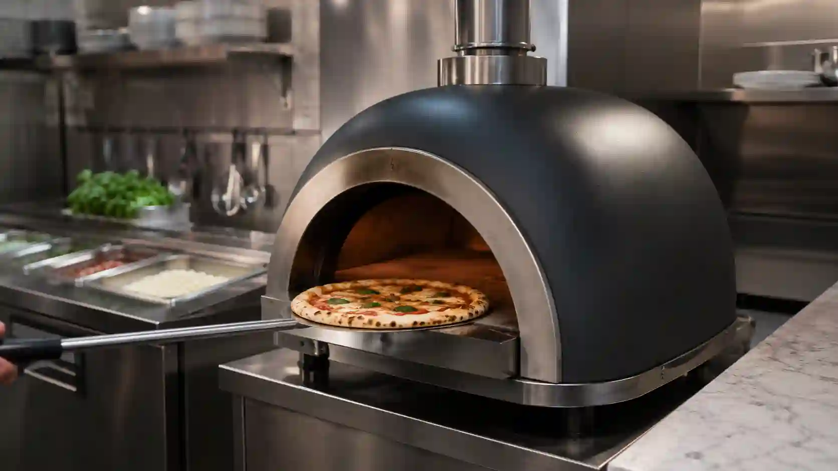 Mniejszy gastronomiczny piec kopułowy do pizzy na podstawie lub w niewielkiej zabudowie