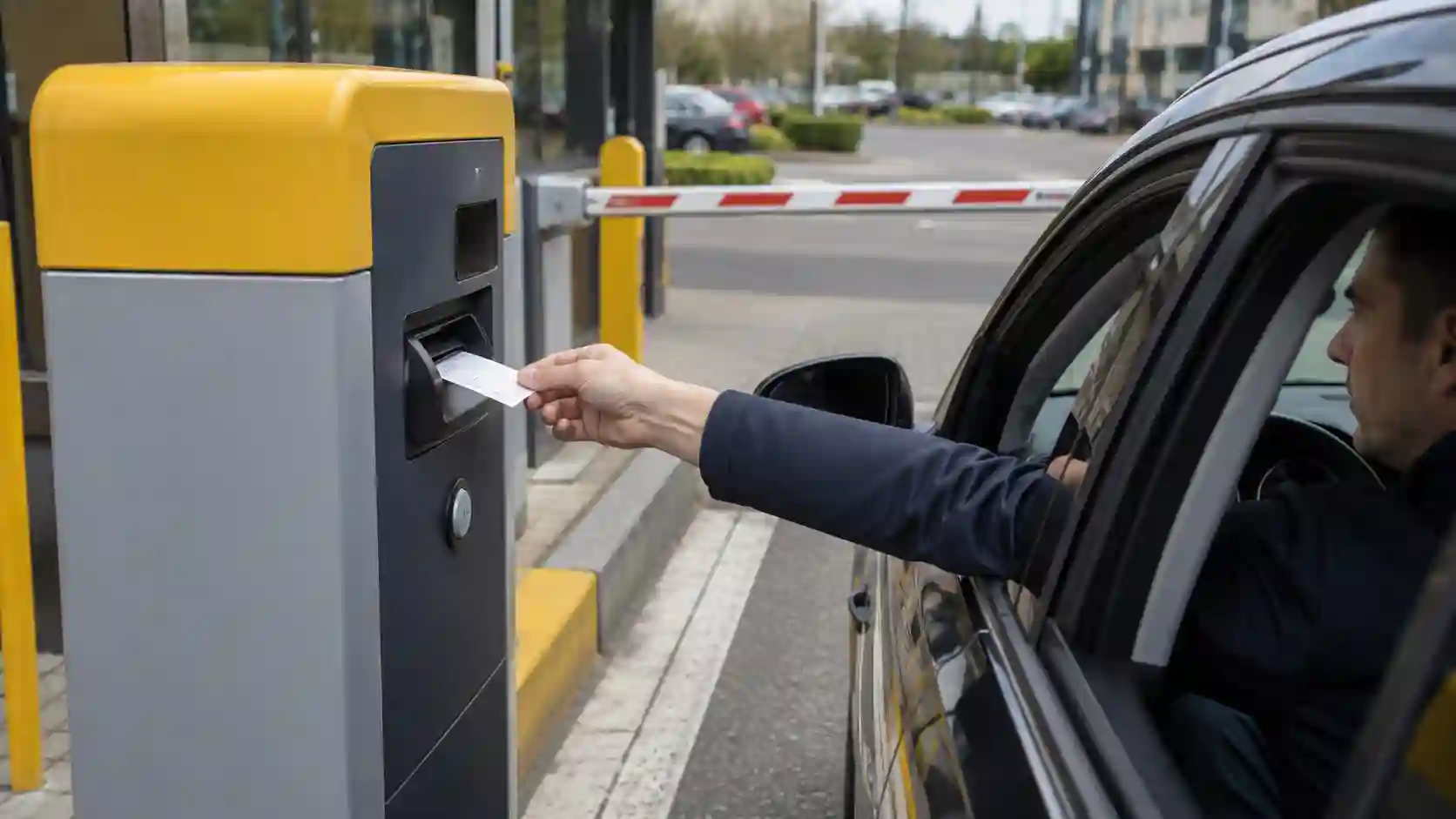Bilet papierowy pobierany z terminala wjazdowego parkingu