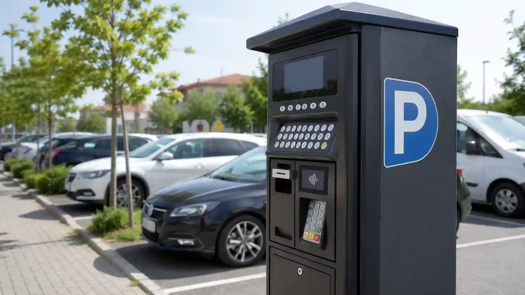 Parkomat lub parkometr do płatności na parkingu otwartym