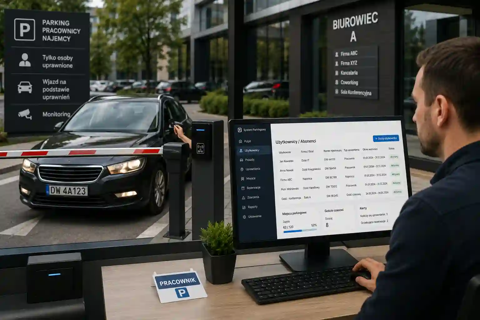 Nadawanie uprawnień parkingowych pracownikom, najemcom lub abonentom