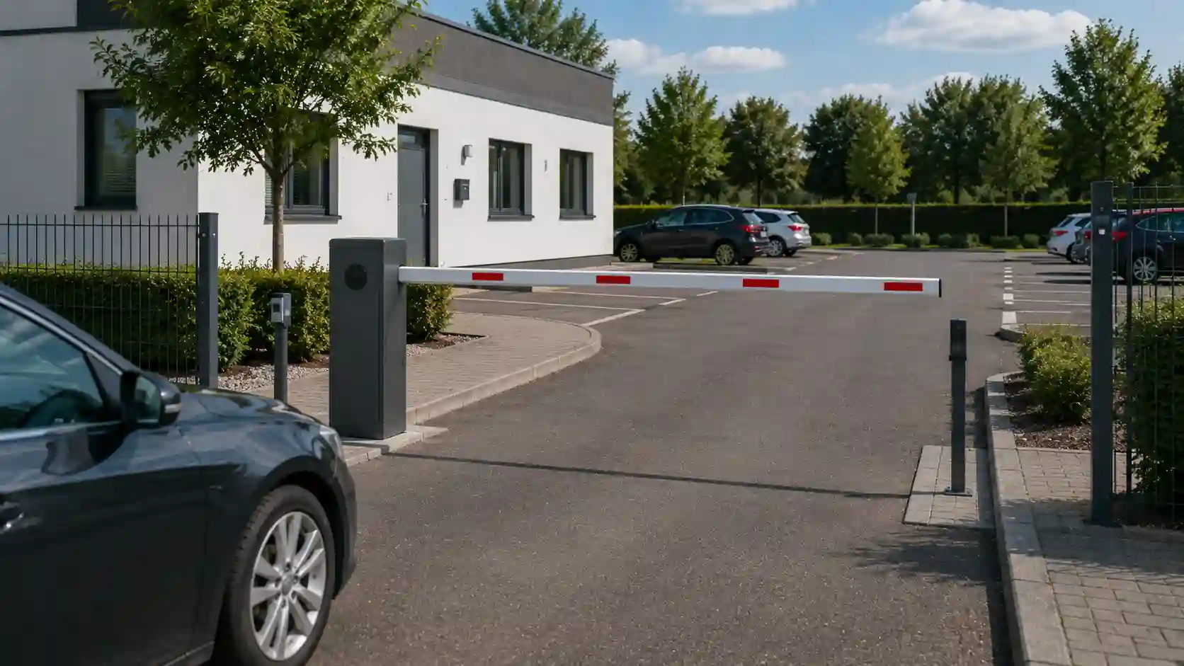 Automatyczny szlaban parkingowy z napędem i fotokomórkami