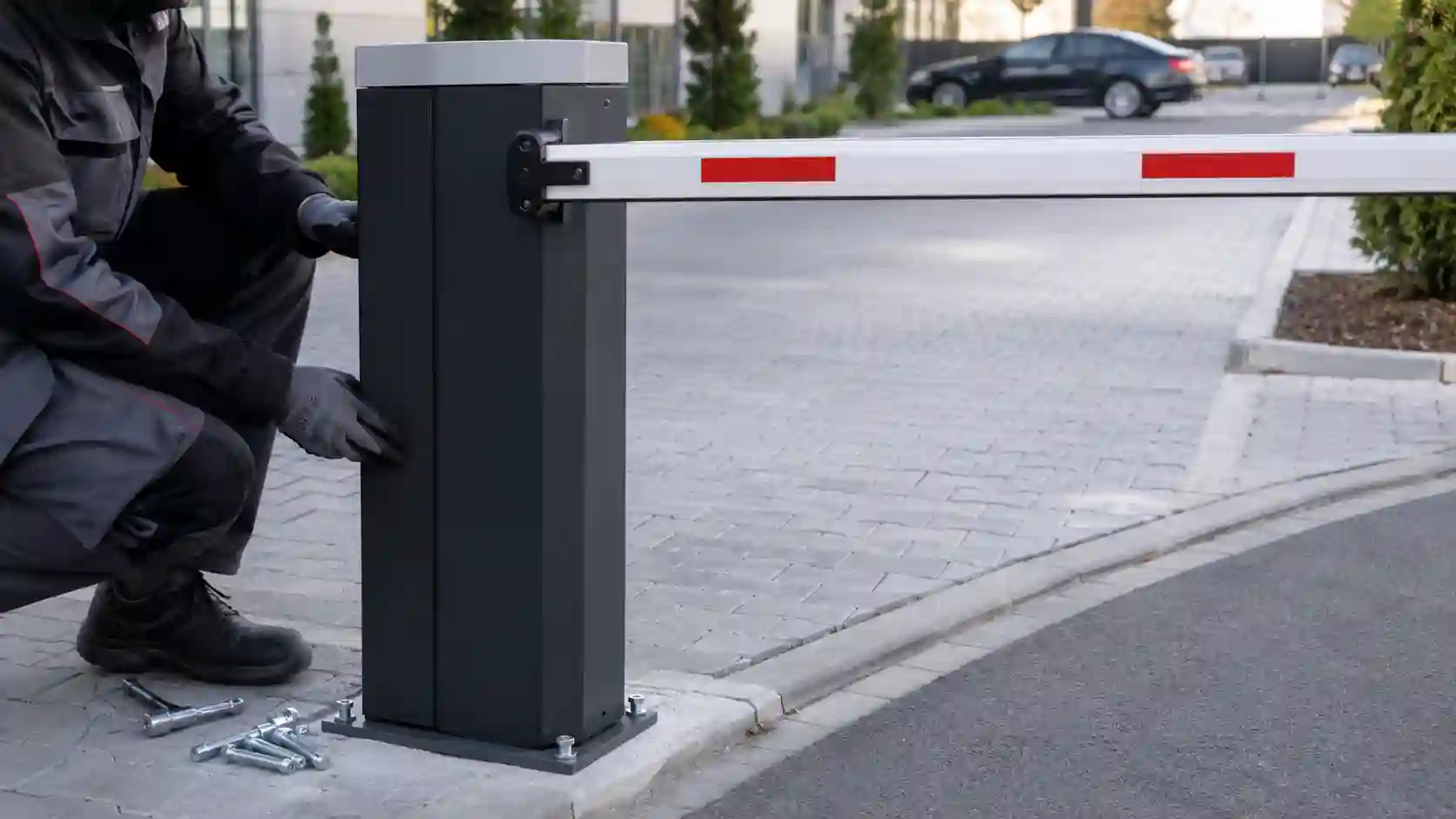 Montaż szlabanu parkingowego na gotowej nawierzchni