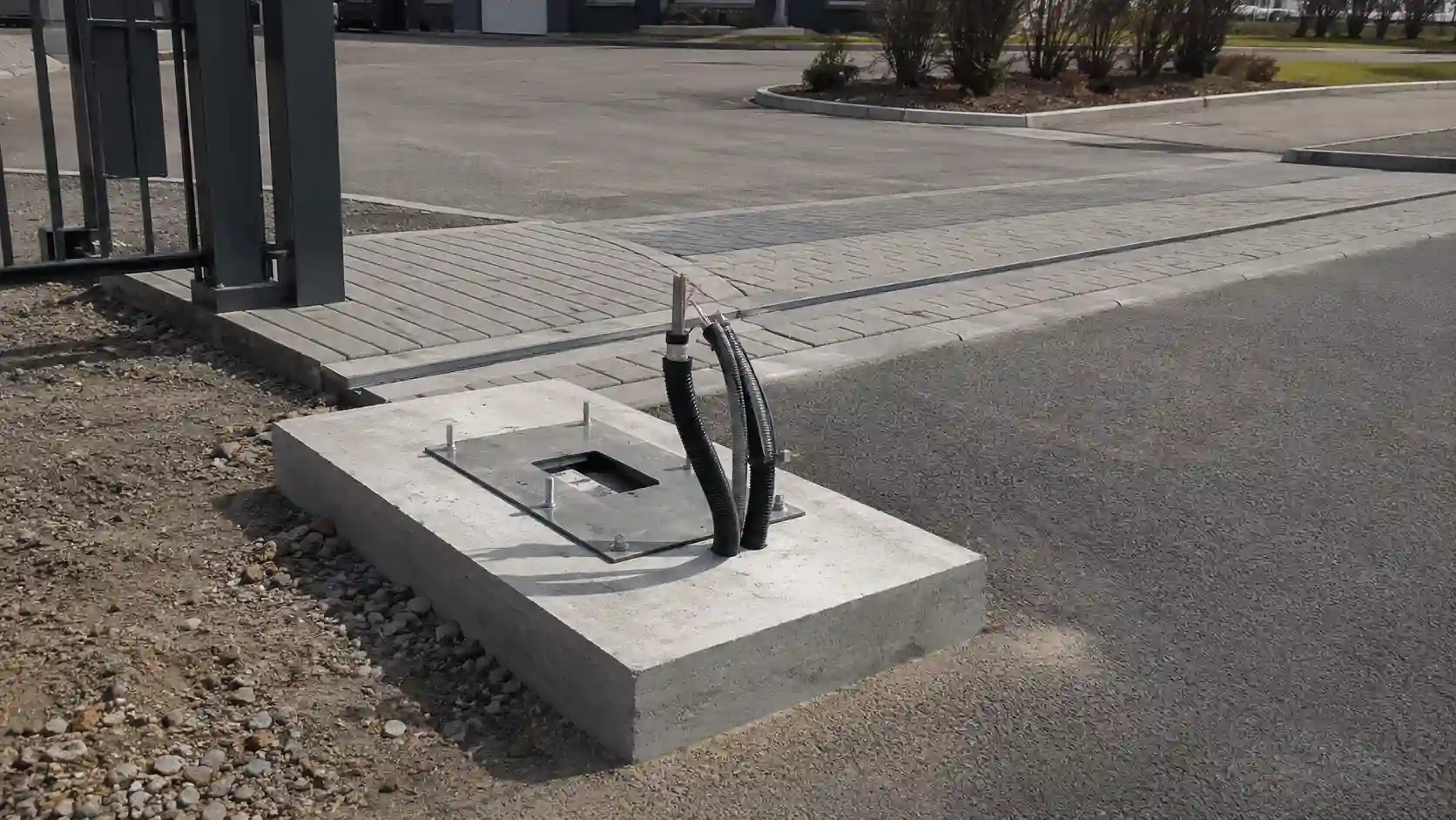 Fundament betonowy pod montaż szlabanu parkingowego