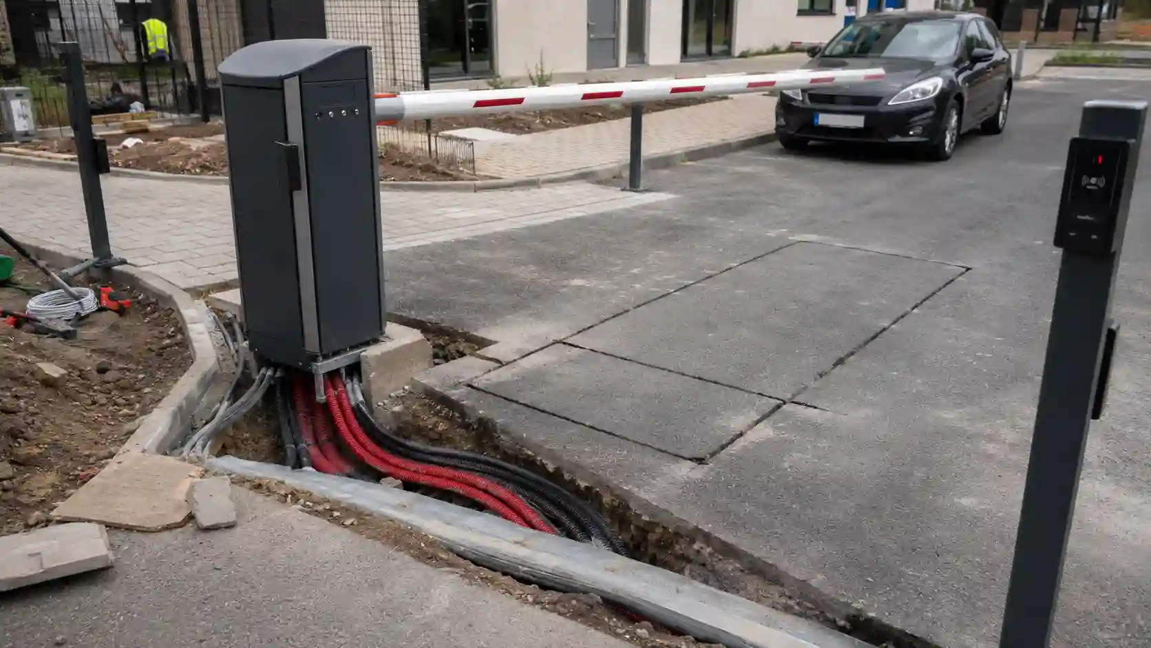 Montaż szlabanu parkingowego z okablowaniem i osprzętem
