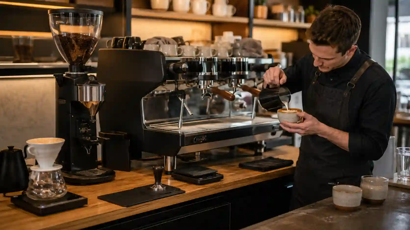 Przygotowanie kawy single origin przez baristę
