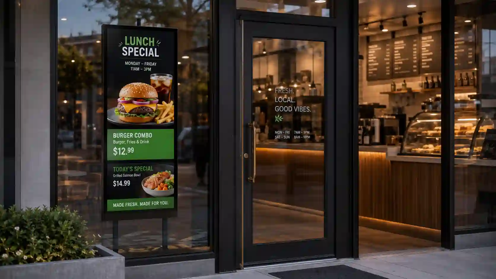 Ekran menu przy wejściu do restauracji