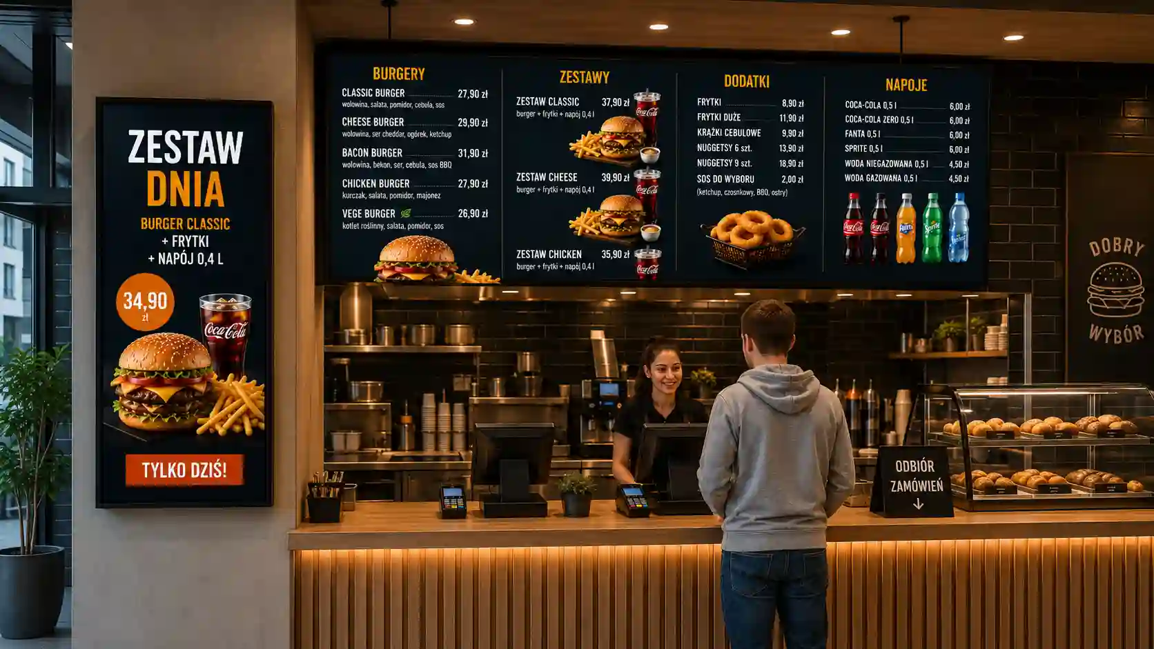 Poziome i pionowe ekrany menu board