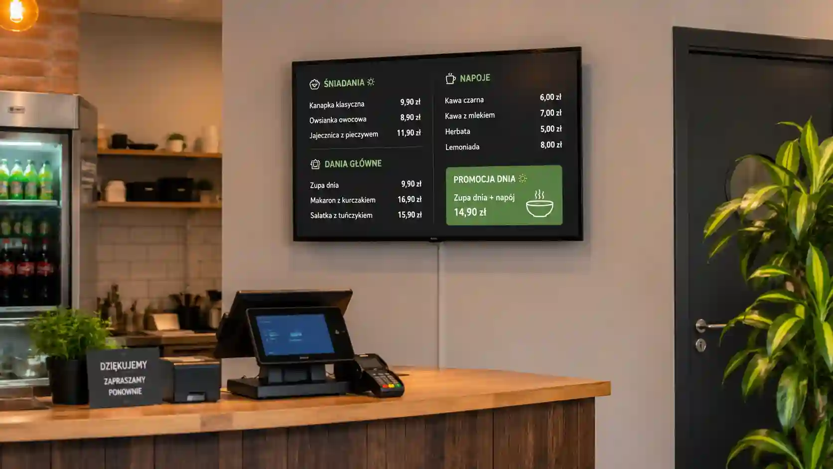 Montaż jednego ekranu menu board