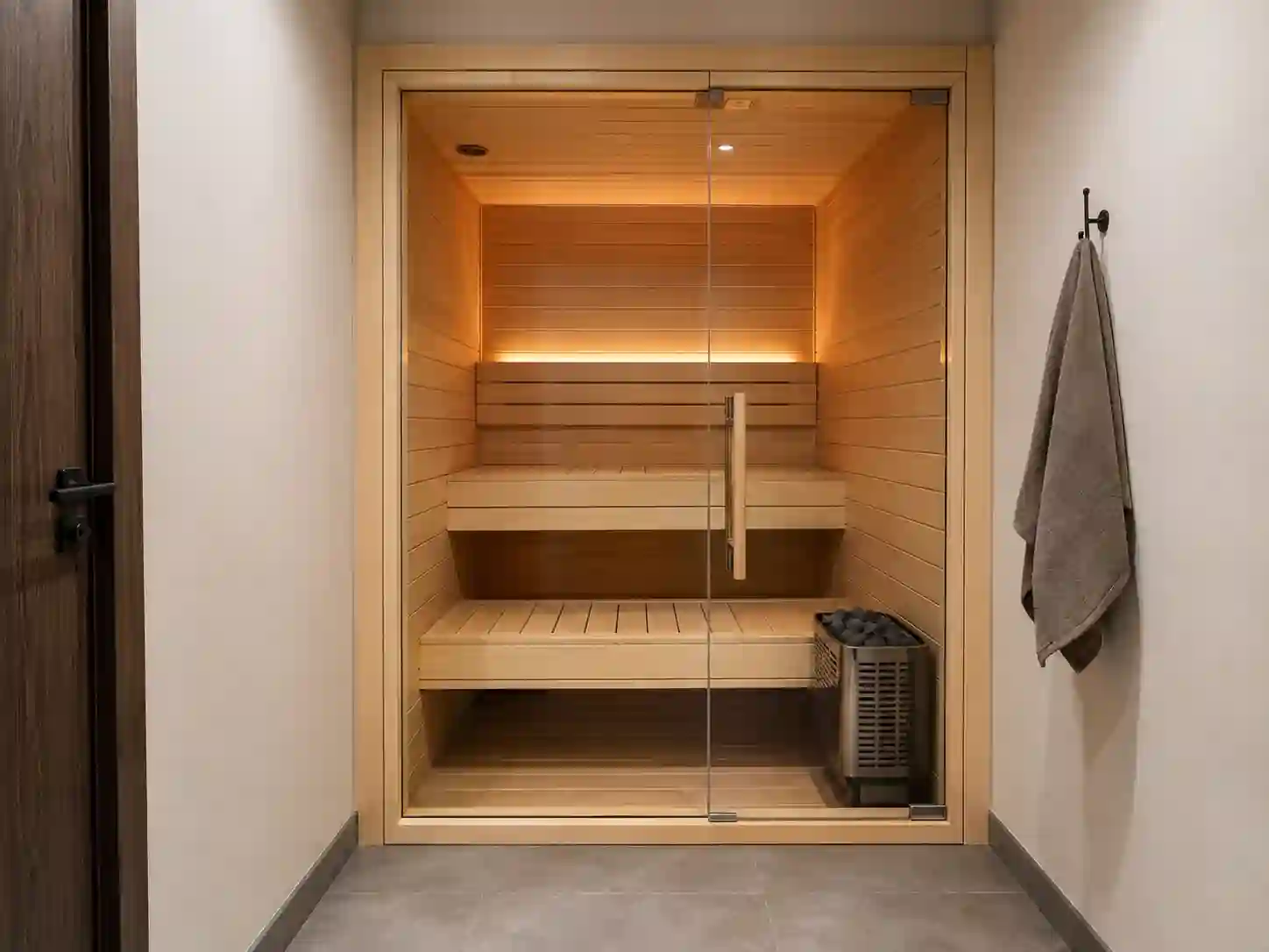 Samodzielna domowa sauna fińska bez prysznica i strefy wypoczynkowej.